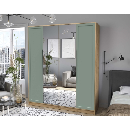 Шкаф распашной Тренд КТ-Ш4 (з) (Дуб золотой ЛДСП/ Мята ЛМДФ) Ш1800 В2128 Г547